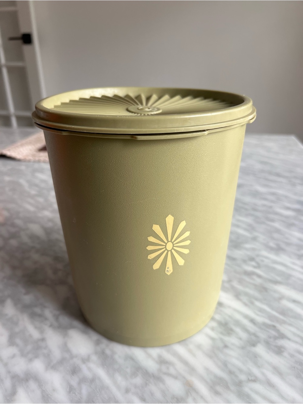 Vintage Tupperware Olive Green Kitchen Canister with Lid